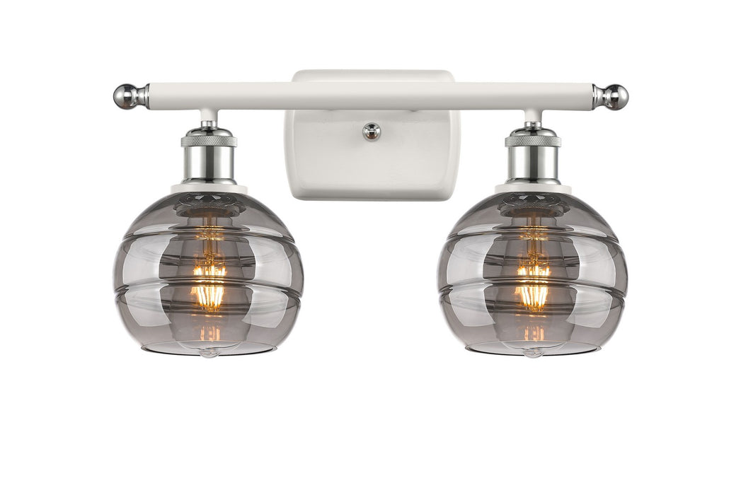 Innovations 516-2W-WPC-G556-6SM Two Light Bath Vanity, White Polished Chrome
