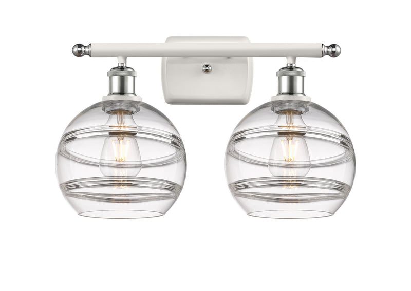Innovations 516-2W-WPC-G556-8CL Two Light Bath Vanity, White Polished Chrome