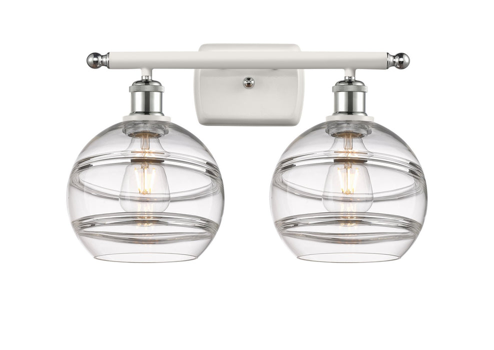 Innovations 516-2W-WPC-G556-8CL Two Light Bath Vanity, White Polished Chrome