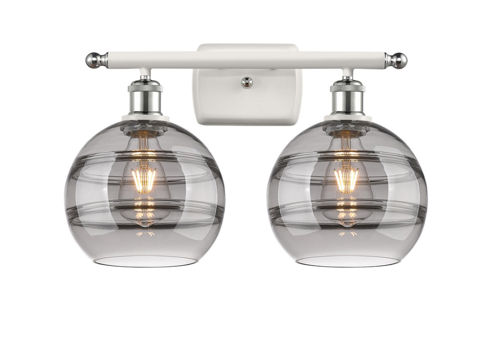 Innovations 516-2W-WPC-G556-8SM Two Light Bath Vanity, White Polished Chrome
