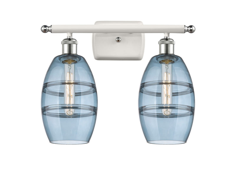 Innovations 516-2W-WPC-G557-6BL Two Light Bath Vanity, White Polished Chrome