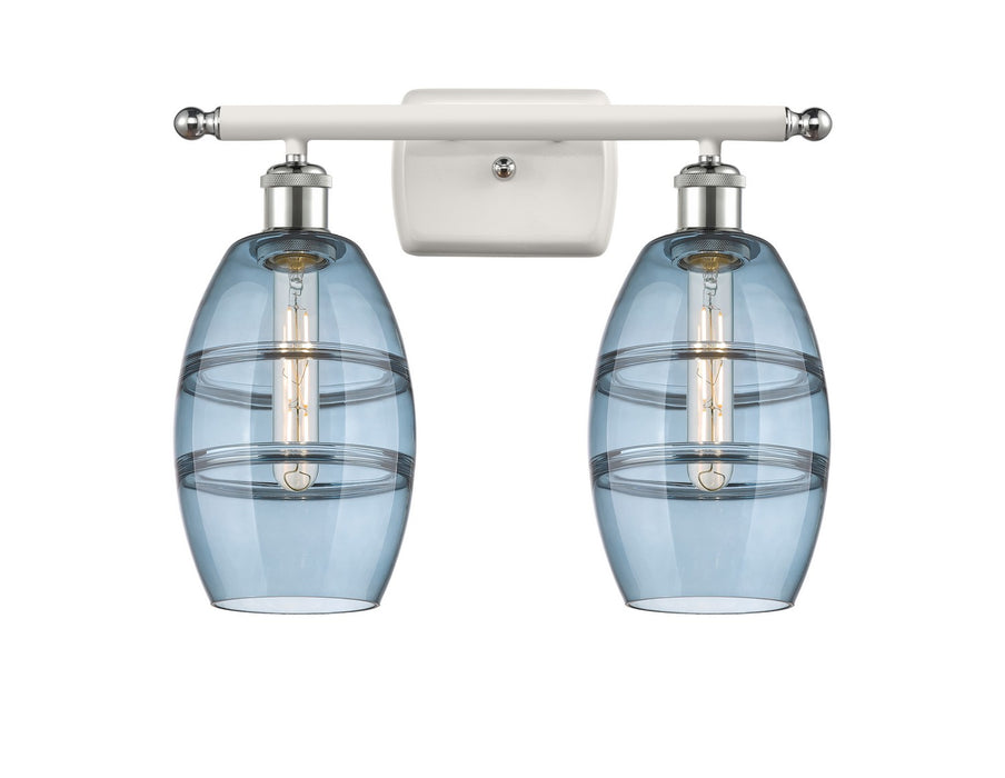 Innovations 516-2W-WPC-G557-6BL Two Light Bath Vanity, White Polished Chrome