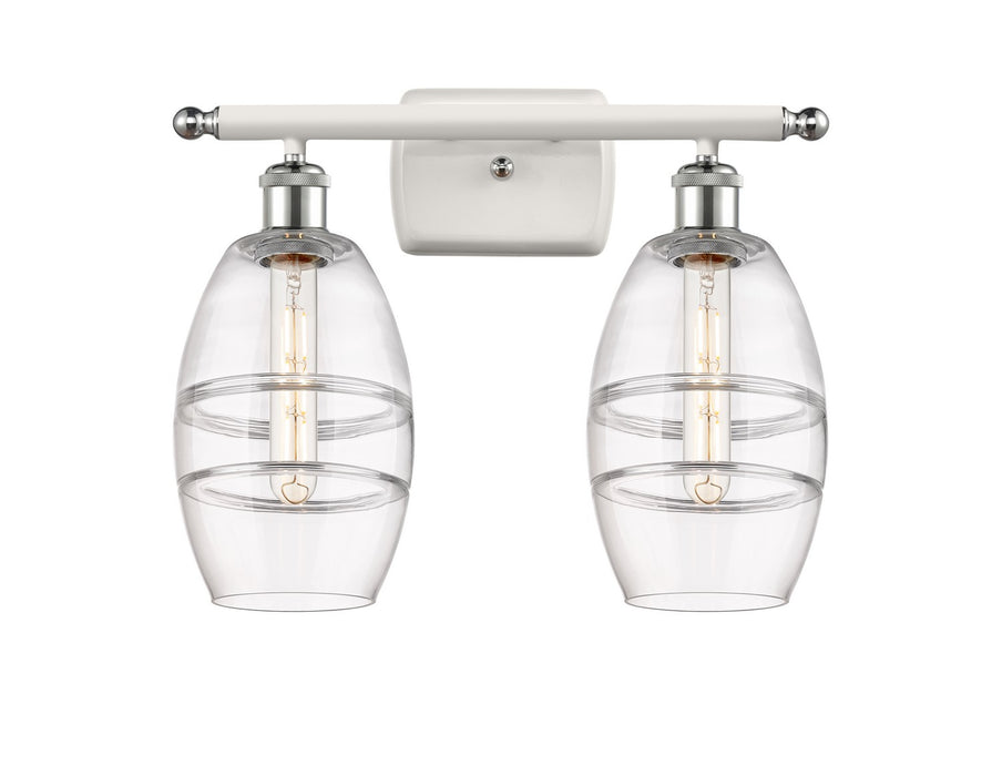 Innovations 516-2W-WPC-G557-6CL Two Light Bath Vanity, White Polished Chrome