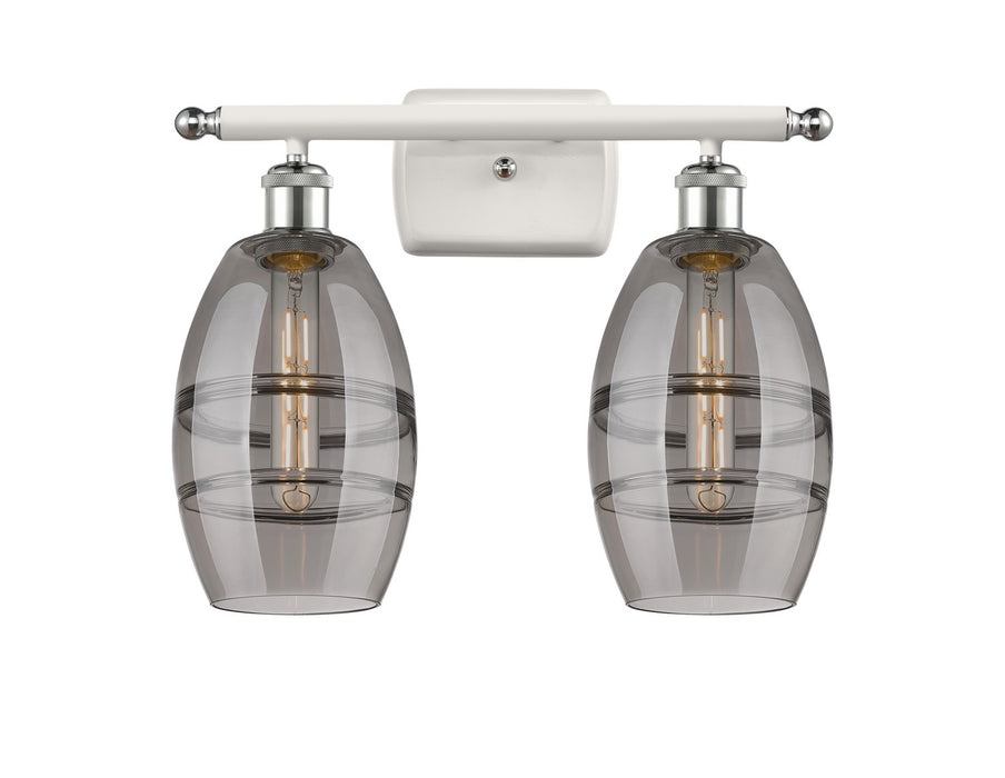 Innovations 516-2W-WPC-G557-6SM Two Light Bath Vanity, White Polished Chrome