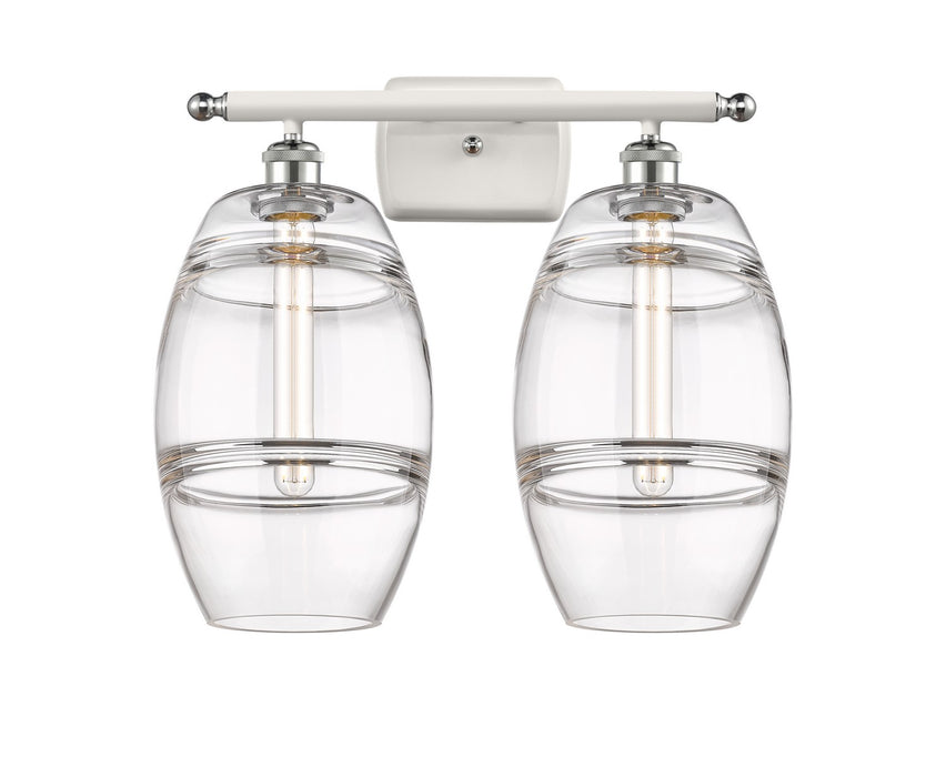 Innovations 516-2W-WPC-G557-8CL Two Light Bath Vanity, White Polished Chrome