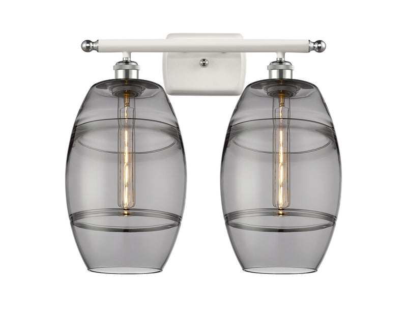 Innovations 516-2W-WPC-G557-8SM Two Light Bath Vanity, White Polished Chrome