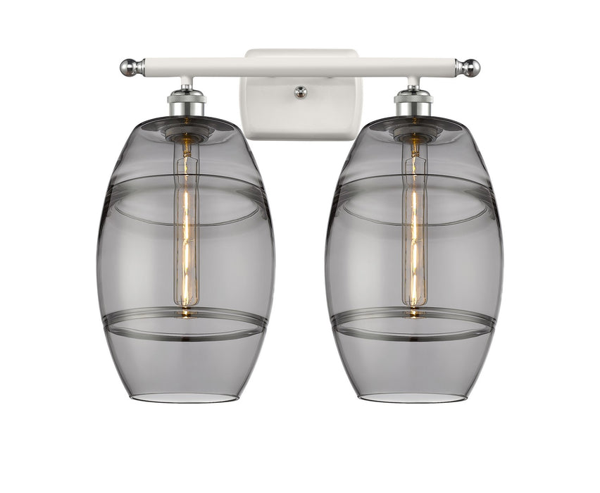 Innovations 516-2W-WPC-G557-8SM Two Light Bath Vanity, White Polished Chrome