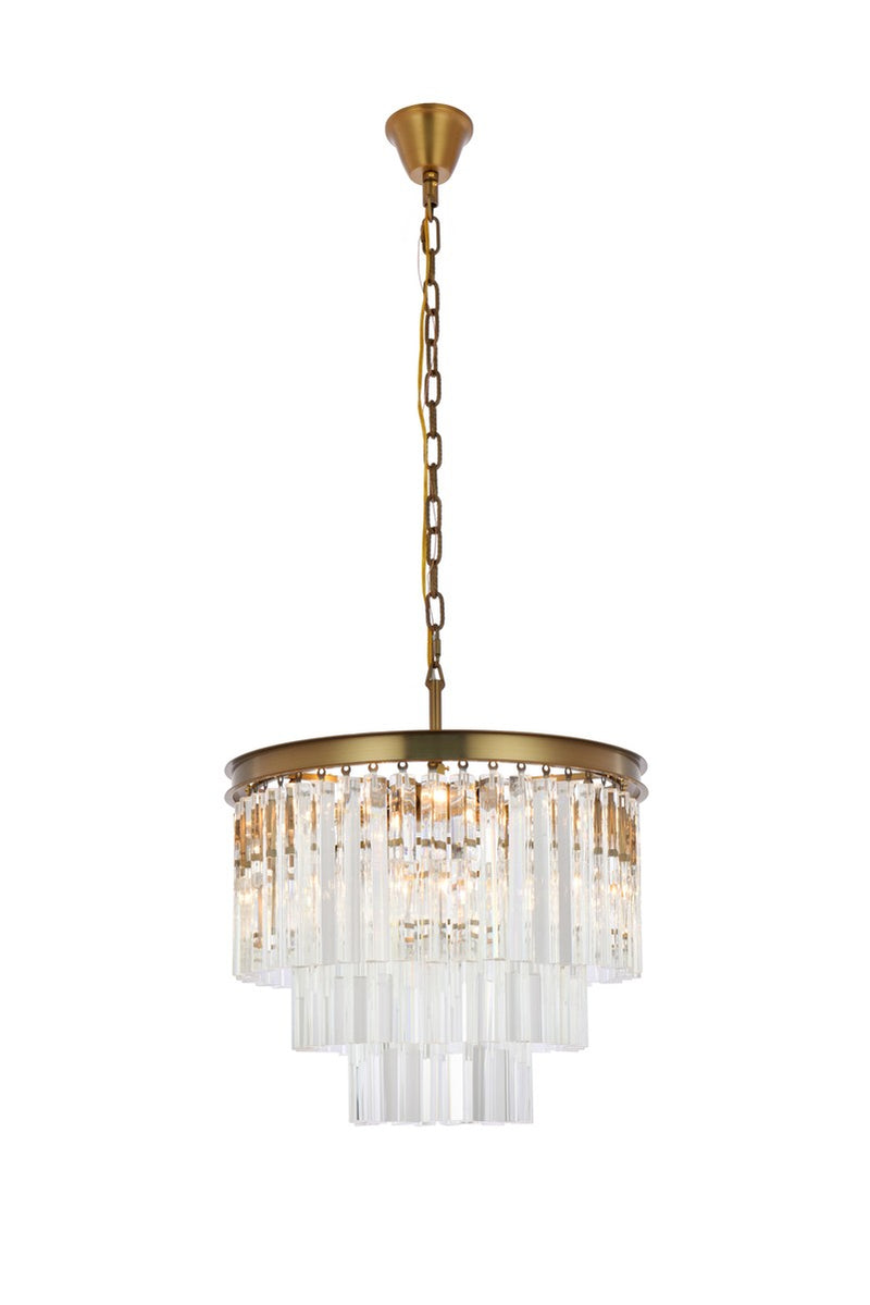 Elegant Lighting 1201D20SG/RC Nine Light Chandelier, satin gold