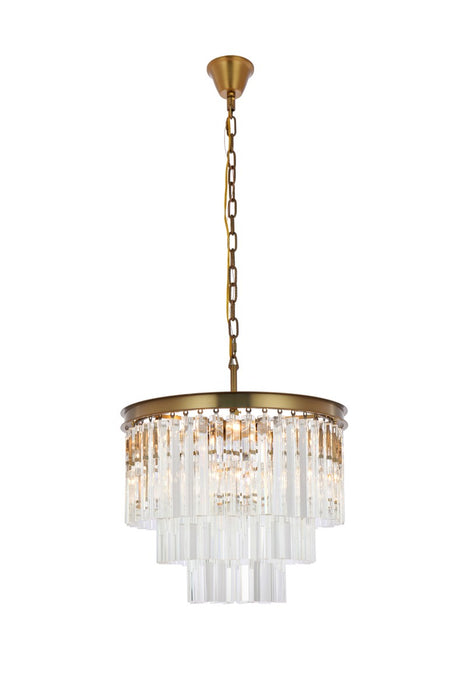 Elegant Lighting 1201D20SG/RC Nine Light Chandelier, satin gold