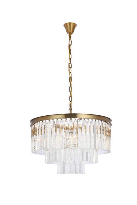 Elegant Lighting 1201D26SG/RC Nine Light Chandelier, satin gold