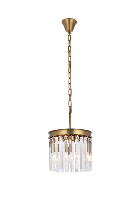 Elegant Lighting 1208D12SG/RC Three Light Pendant, satin gold