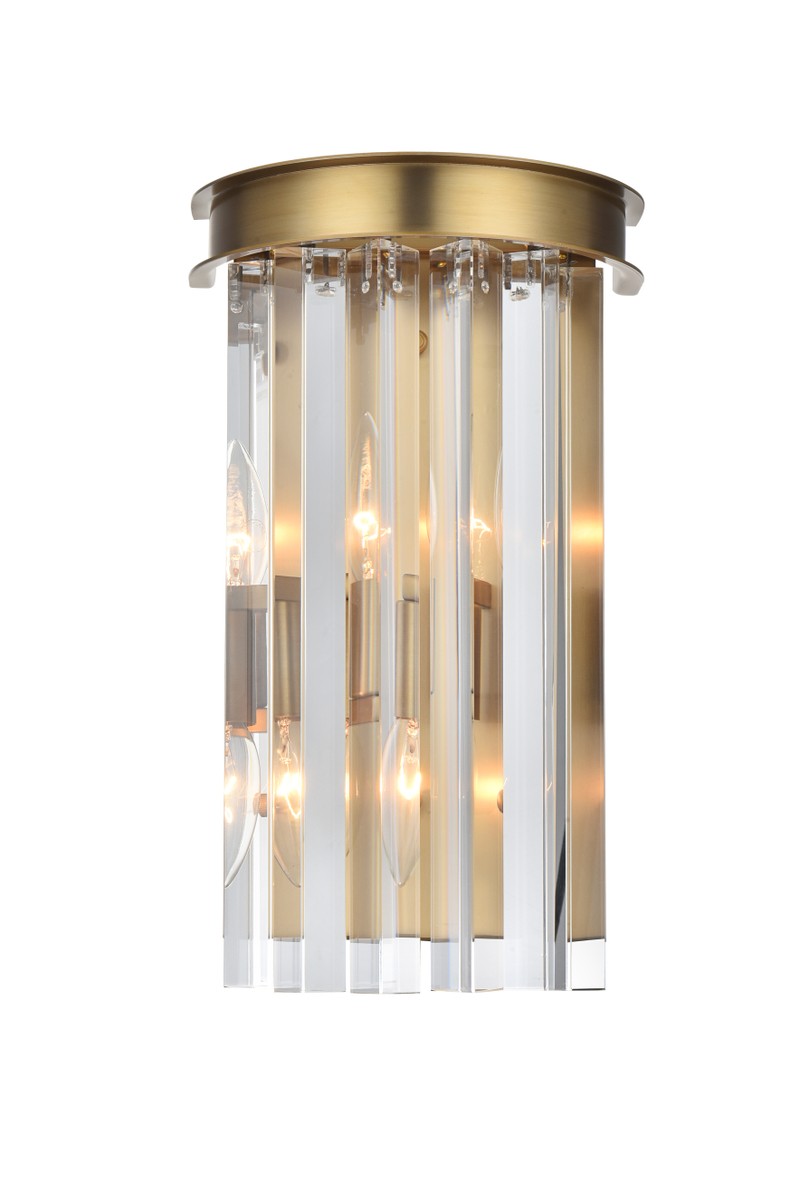 Elegant Lighting 1208W8SG/RC Two Light Wall Sconce, satin gold