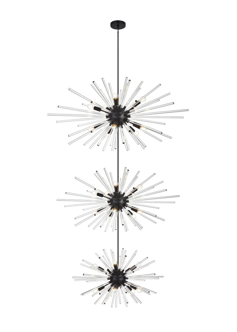 Elegant Lighting 2502G46L3BK 30 Light Chandelier, Black