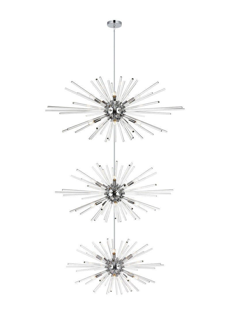 Elegant Lighting 2502G46L3C 30 Light Chandelier, Chrome
