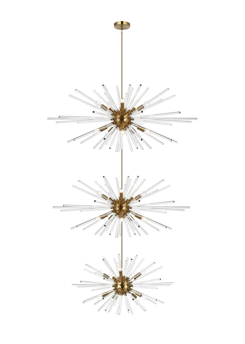 Elegant Lighting 2502G46L3SG 30 Light Chandelier, Satin Gold