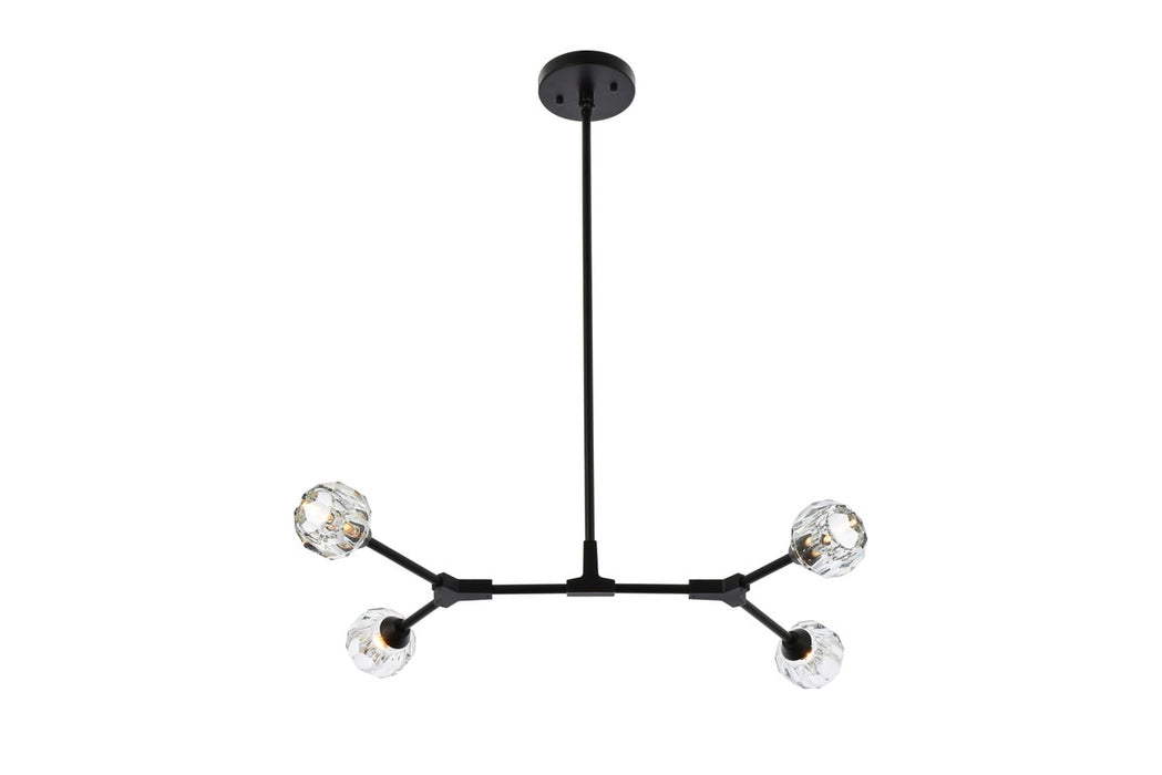 Elegant Lighting 3508D30BK Four Light Pendant, Black