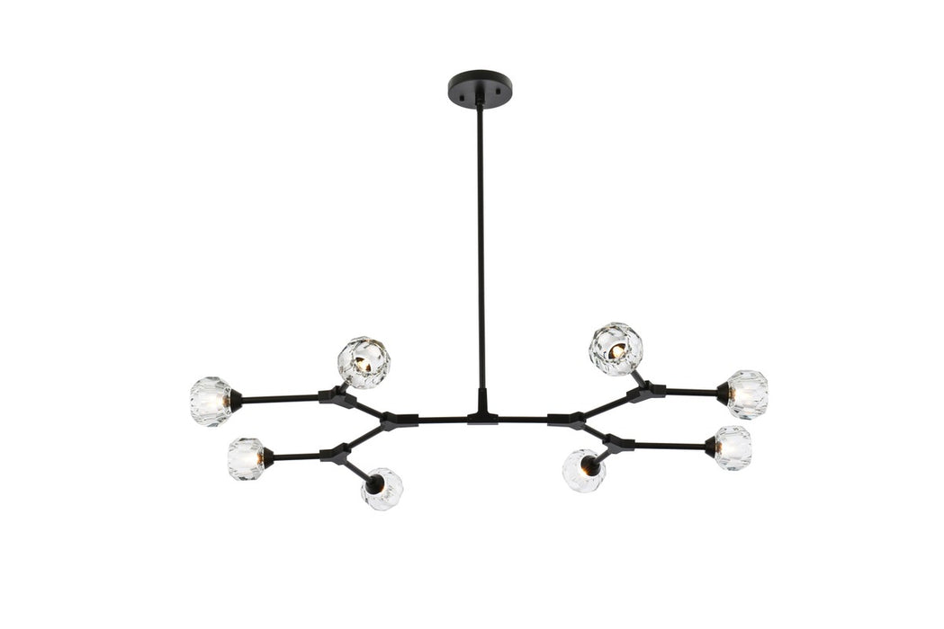 Elegant Lighting 3508D45BK Eight Light Pendant, Black
