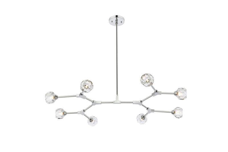 Elegant Lighting 3508D45C Eight Light Pendant, Chrome