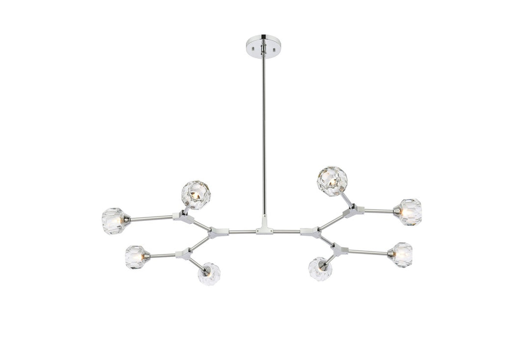 Elegant Lighting 3508D45C Eight Light Pendant, Chrome