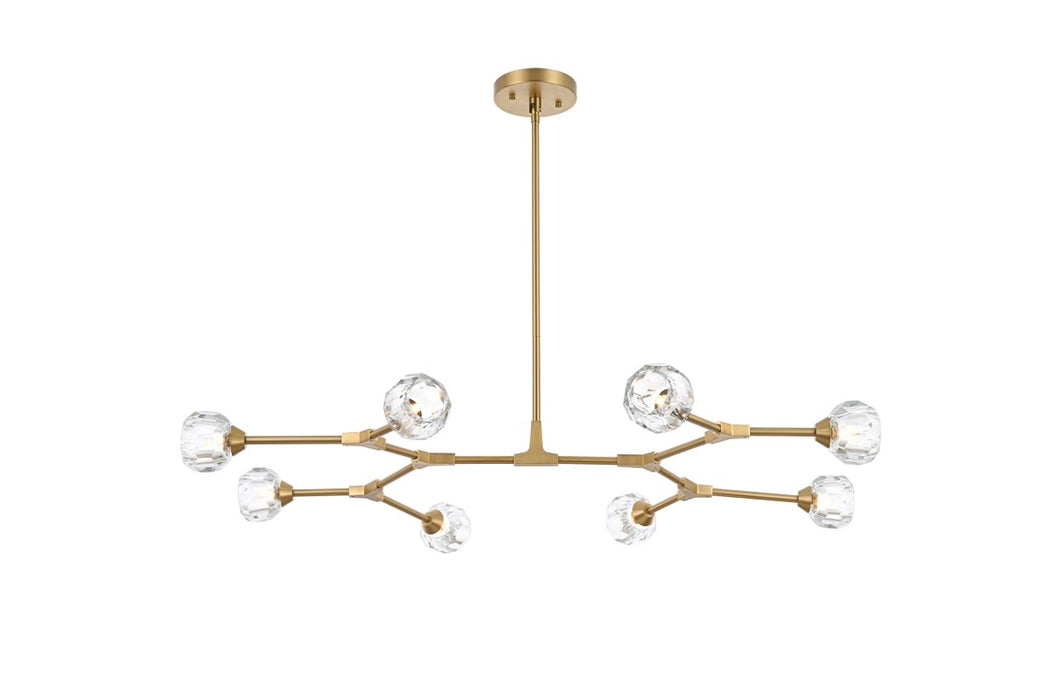 Elegant Lighting 3508D45G Eight Light Pendant, Gold