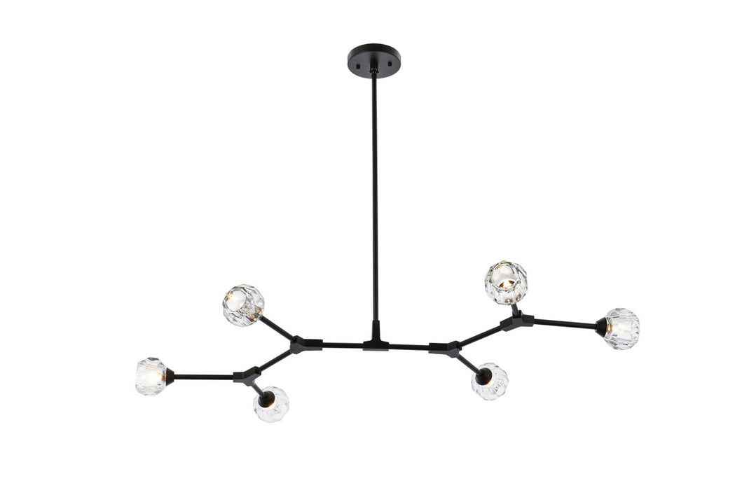Elegant Lighting 3508D50BK Six Light Pendant, Black