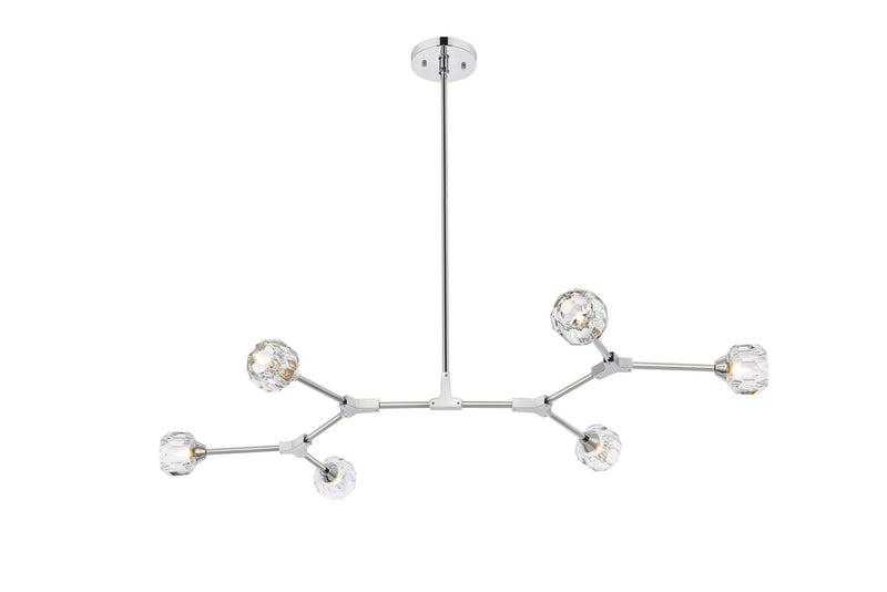 Elegant Lighting 3508D50C Six Light Pendant, Chrome