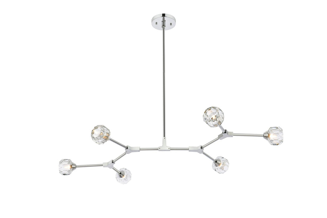Elegant Lighting 3508D50C Six Light Pendant, Chrome