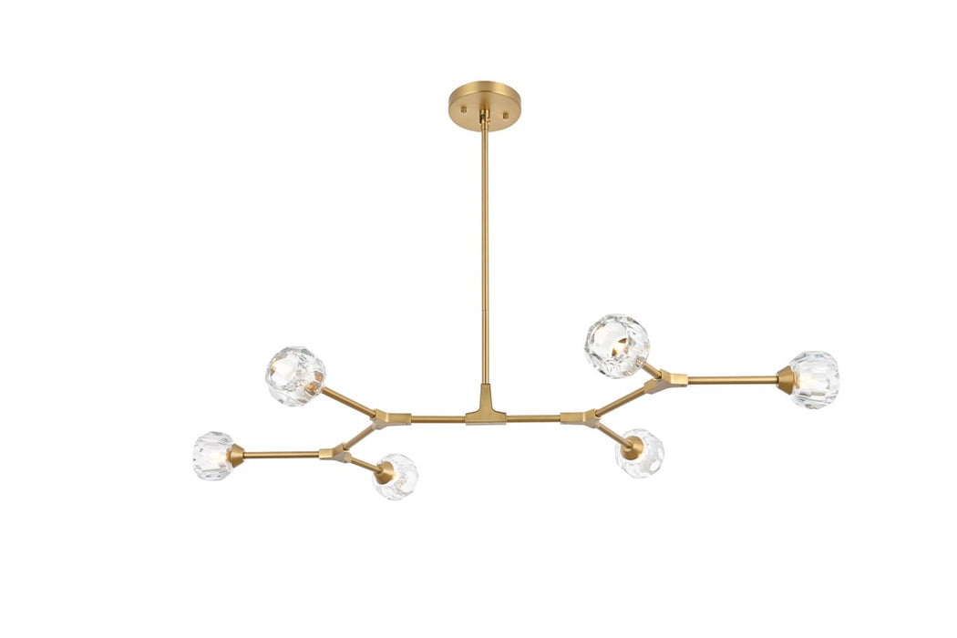 Elegant Lighting 3508D50G Six Light Pendant, Gold