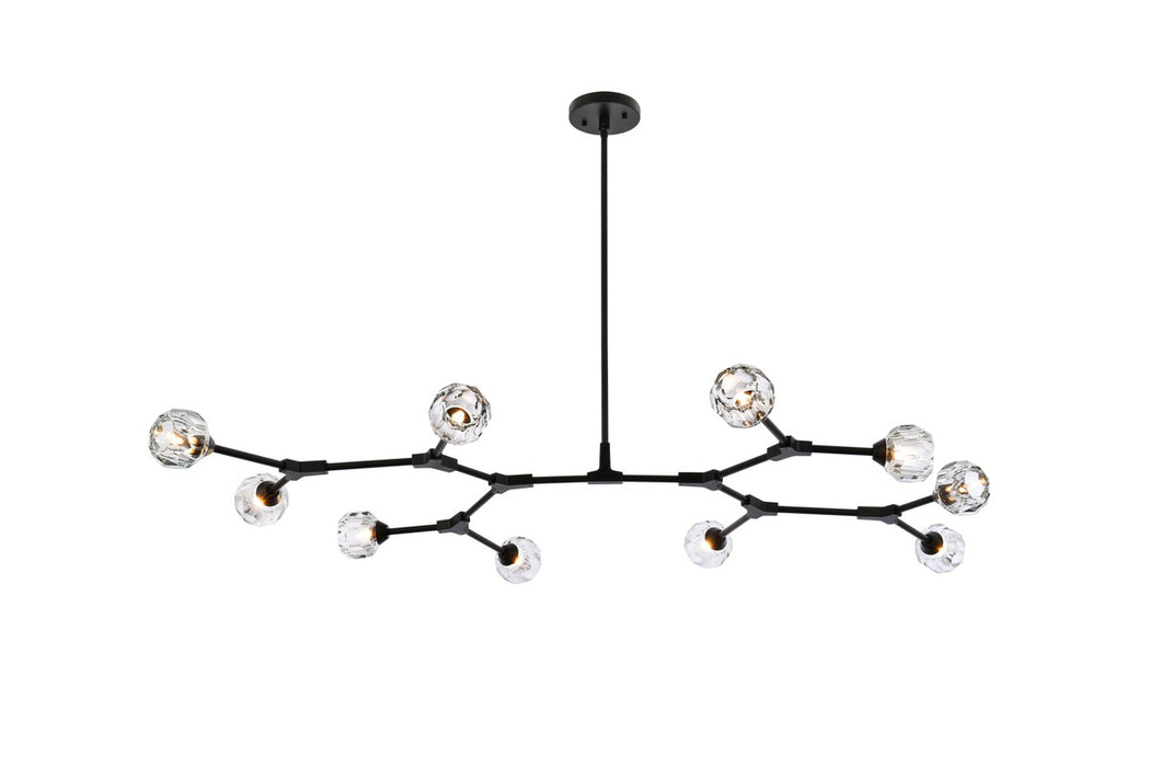Elegant Lighting 3508D56BK Ten Light Pendant, Black