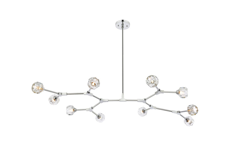 Elegant Lighting 3508D56C Ten Light Pendant, Chrome