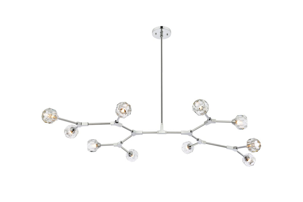 Elegant Lighting 3508D56C Ten Light Pendant, Chrome