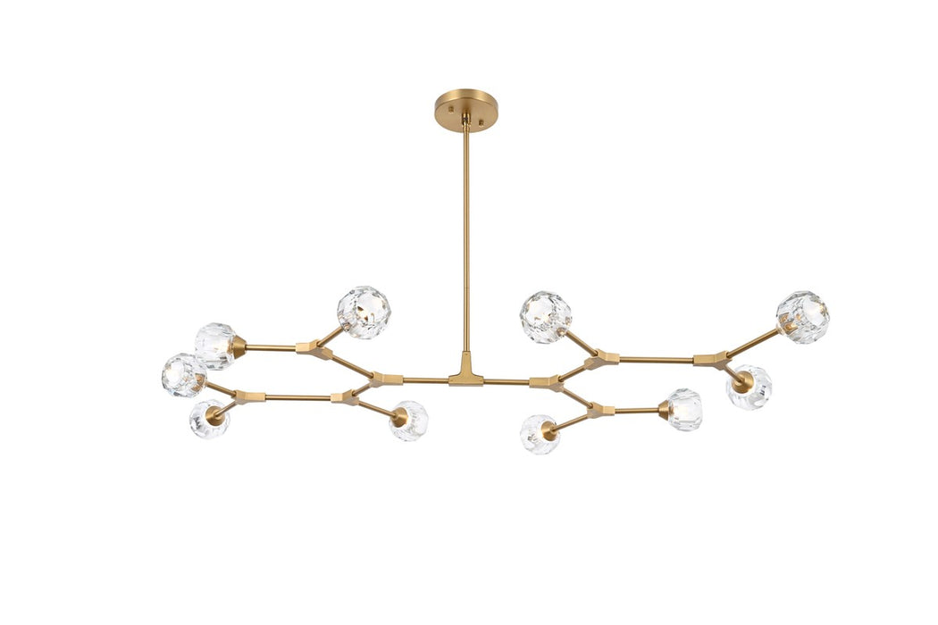 Elegant Lighting 3508D56G Ten Light Pendant, Gold