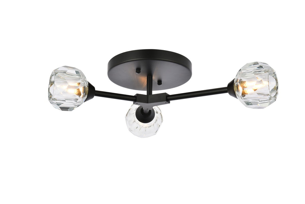 Elegant Lighting 3508F18BK Three Light Flush Mount, Black