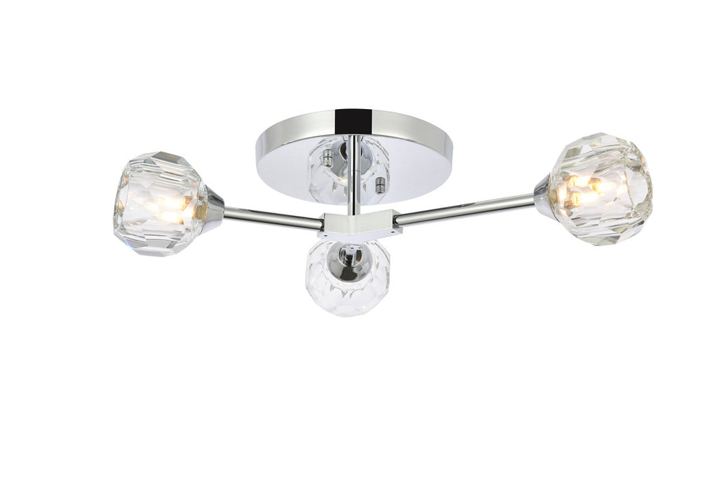Elegant Lighting 3508F18C Three Light Flush Mount, Chrome
