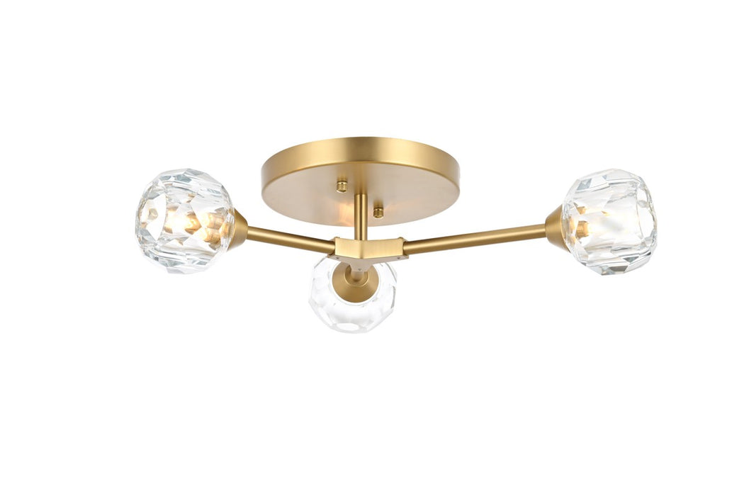 Elegant Lighting 3508F18G Three Light Flush Mount, Gold