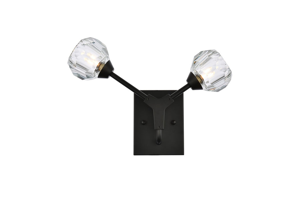 Elegant Lighting 3508W15BK Two Light Wall Sconce, Black