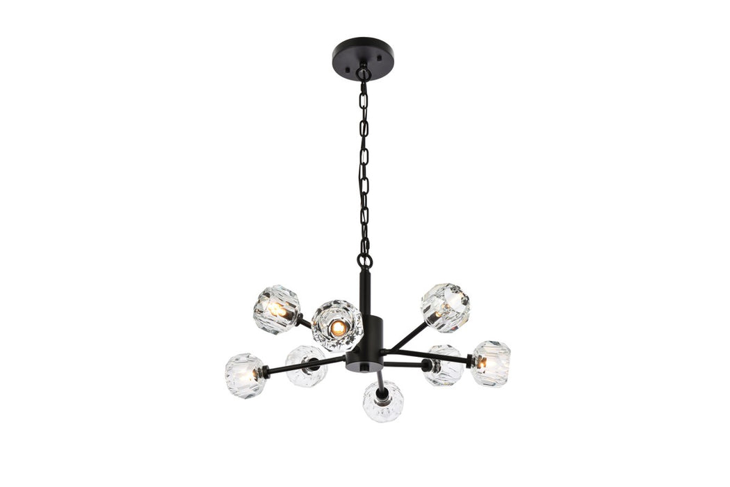 Elegant Lighting 3509D24BK Eight Light Pendant, Black