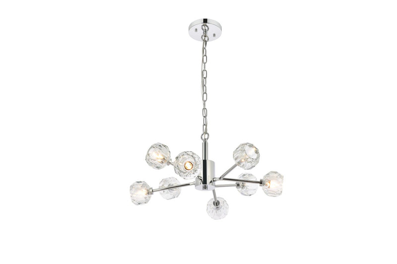 Elegant Lighting 3509D24C Eight Light Pendant, Chrome