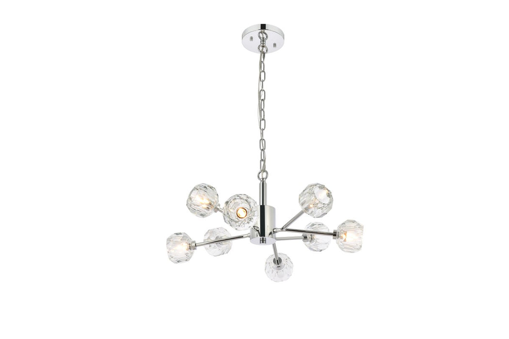 Elegant Lighting 3509D24C Eight Light Pendant, Chrome