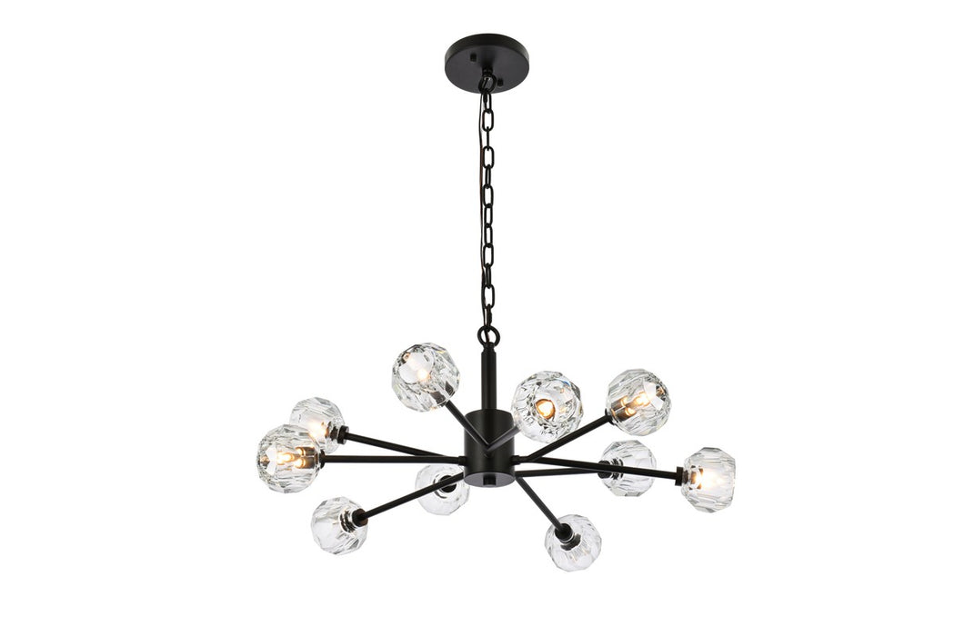 Elegant Lighting 3509D29BK Ten Light Pendant, Black