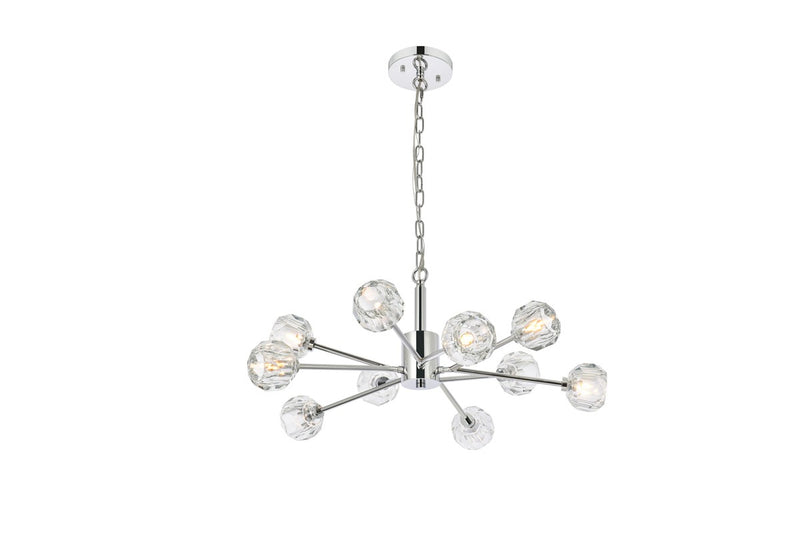 Elegant Lighting 3509D29C Ten Light Pendant, Chrome