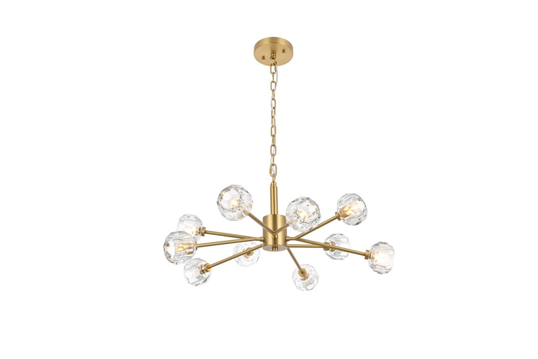 Elegant Lighting 3509D29G Ten Light Pendant, Gold
