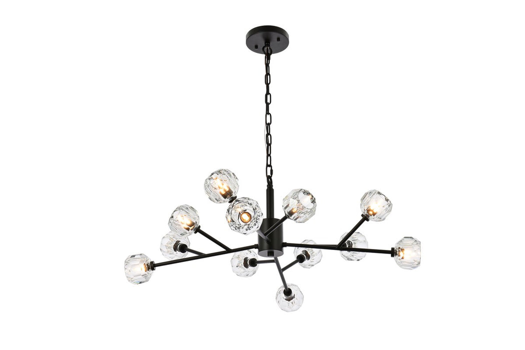 Elegant Lighting 3509D35BK 12 Light Pendant, Black