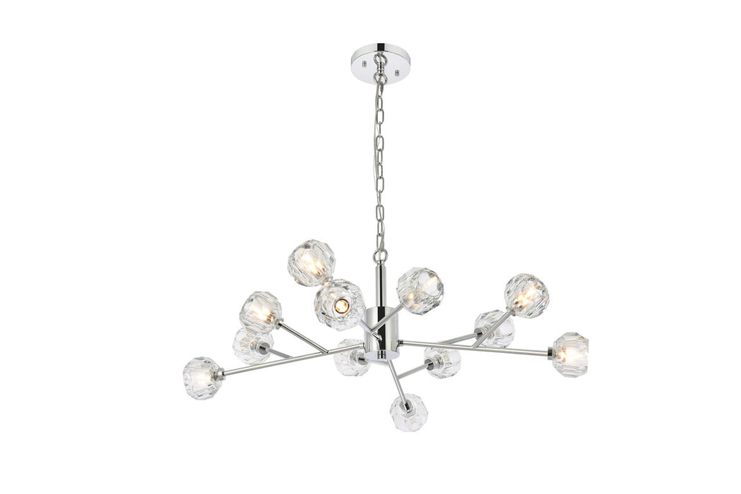 Elegant Lighting 3509D35C 12 Light Pendant, Chrome