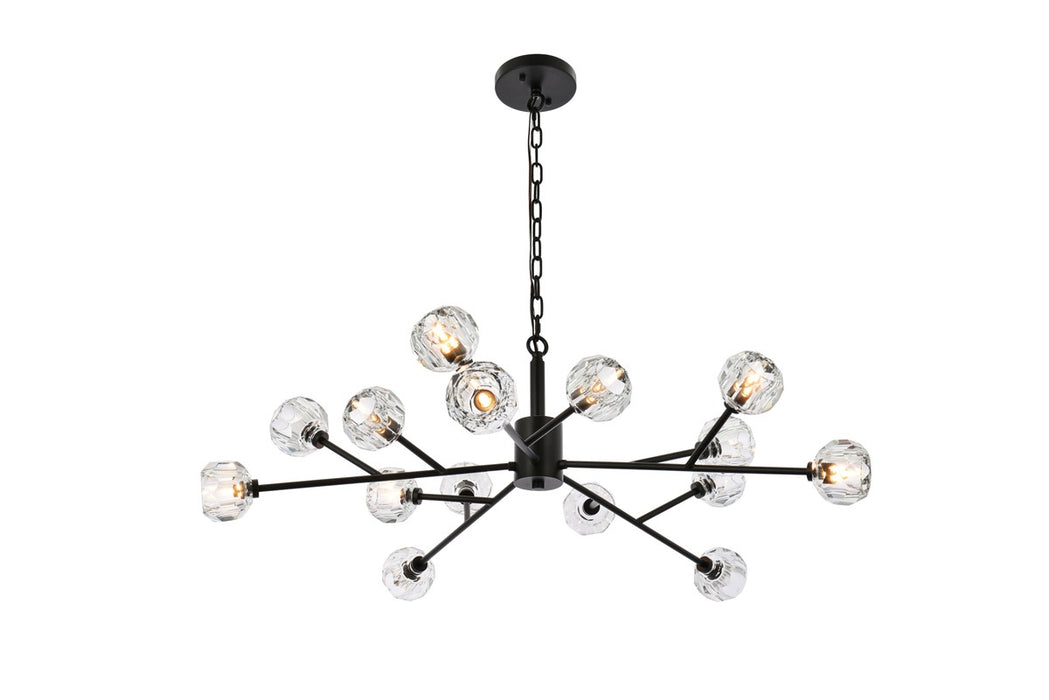 Elegant Lighting 3509D42BK 15 Light Pendant, Black