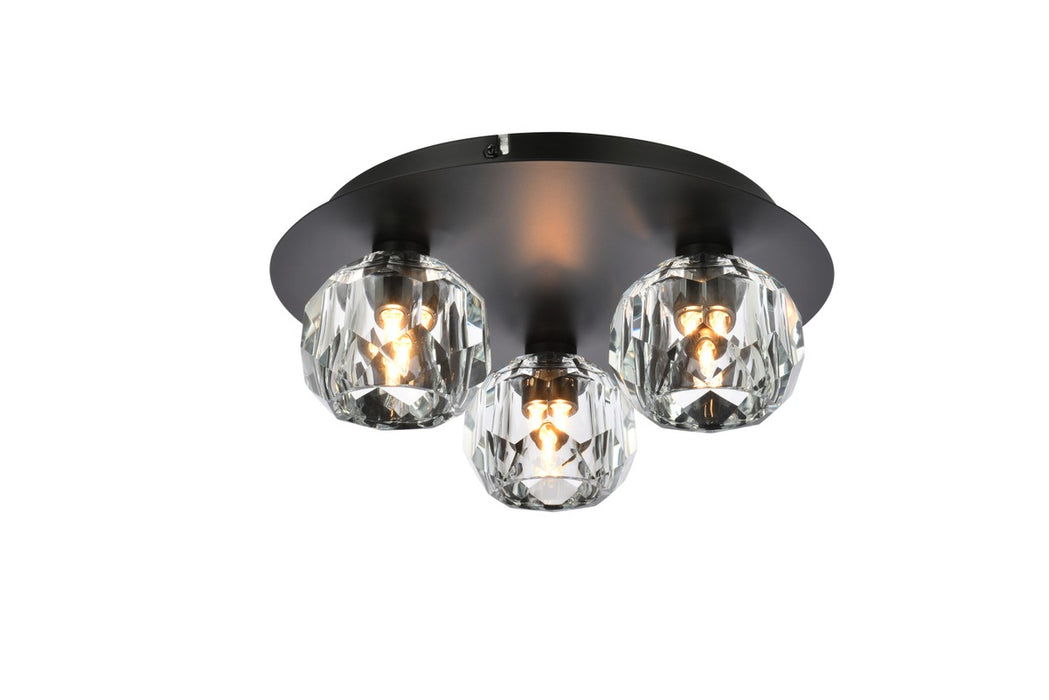 Elegant Lighting 3509F12BK Three Light Flush Mount, Black