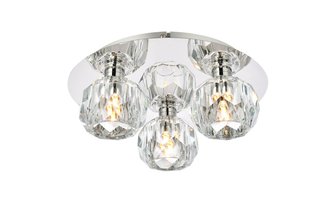 Elegant Lighting 3509F12C Three Light Flush Mount, Chrome