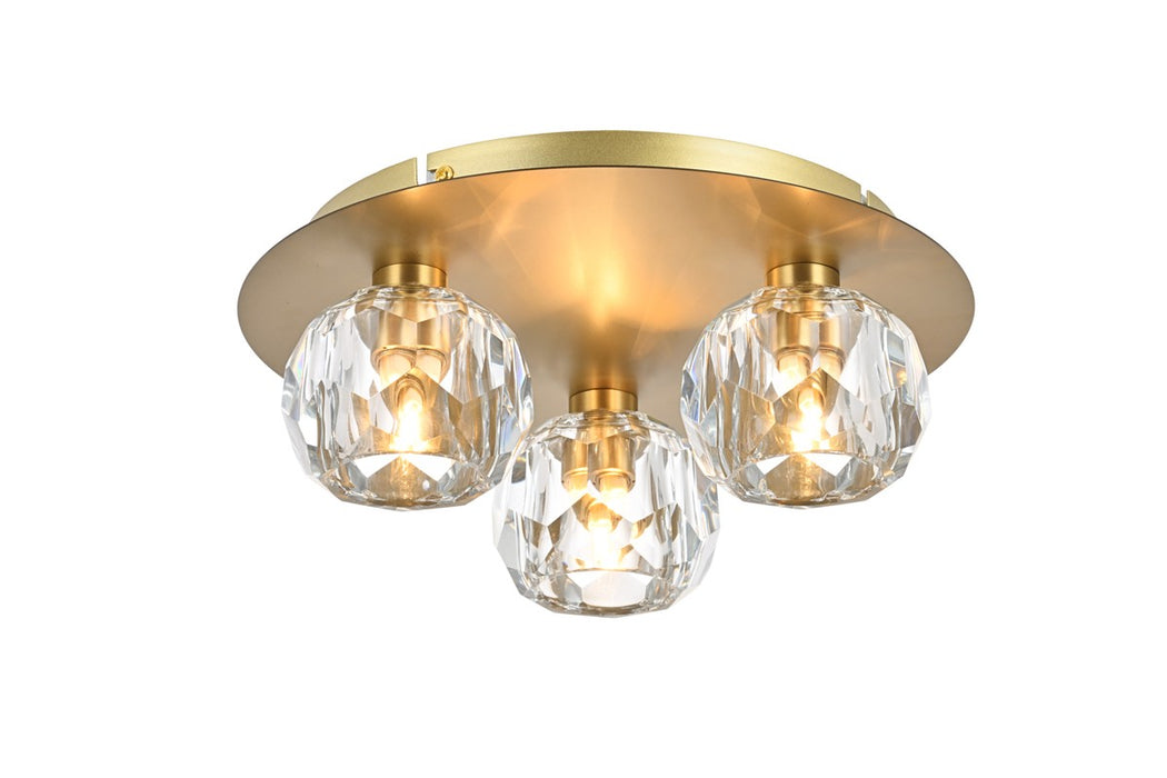 Elegant Lighting 3509F12G Three Light Flush Mount, Gold