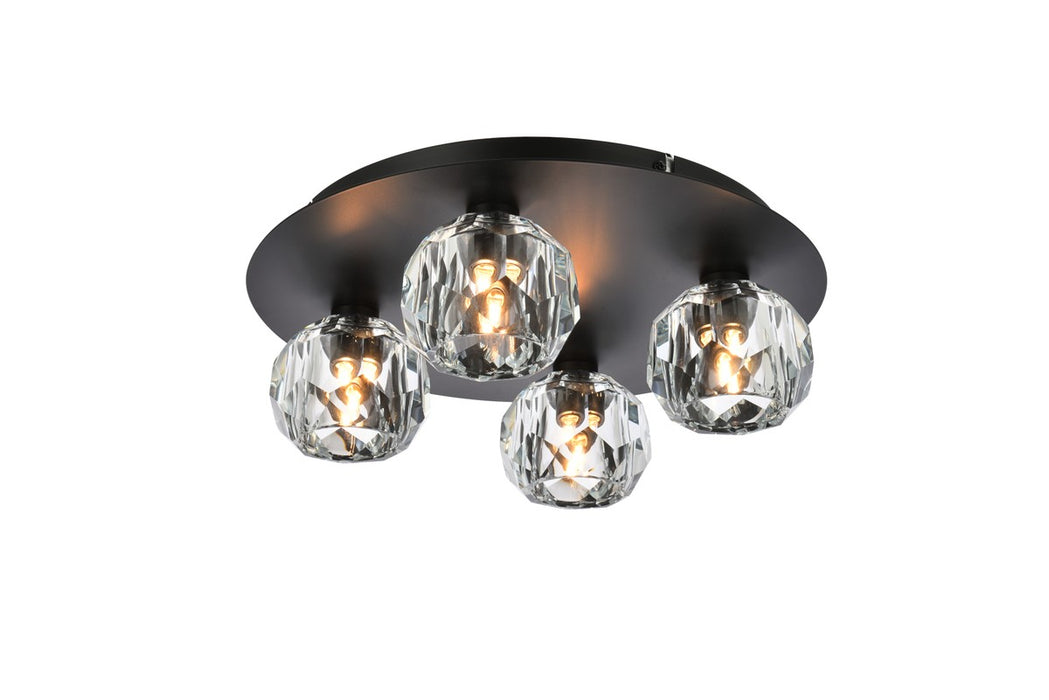 Elegant Lighting 3509F14BK Four Light Flush Mount, Black