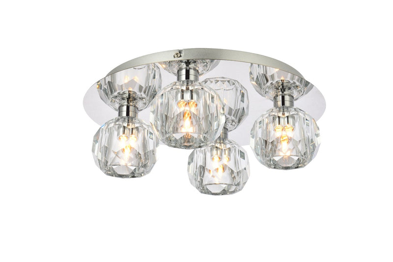 Elegant Lighting 3509F14C Four Light Flush Mount, Chrome